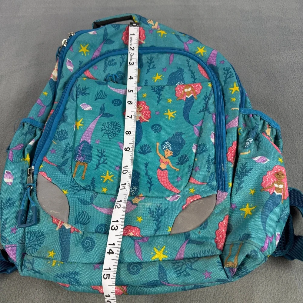 Kids Mermaid Print Backpack Teal Blue‎ School Bag with Reflective Safety Patches